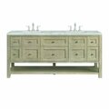 James Martin Vanities 72'' Double Vanity, Whitewashed Oak w/ 3 CM Victorian Silver Quartz Top 330-V72-WWO-3VSL